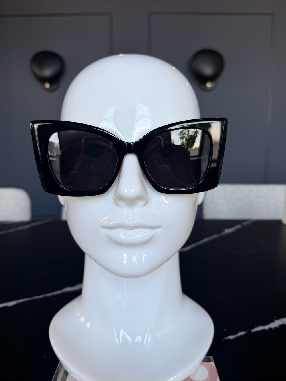 Yves Saint Laurent Glossy Black Oversized Cat-Eye Sunglasses